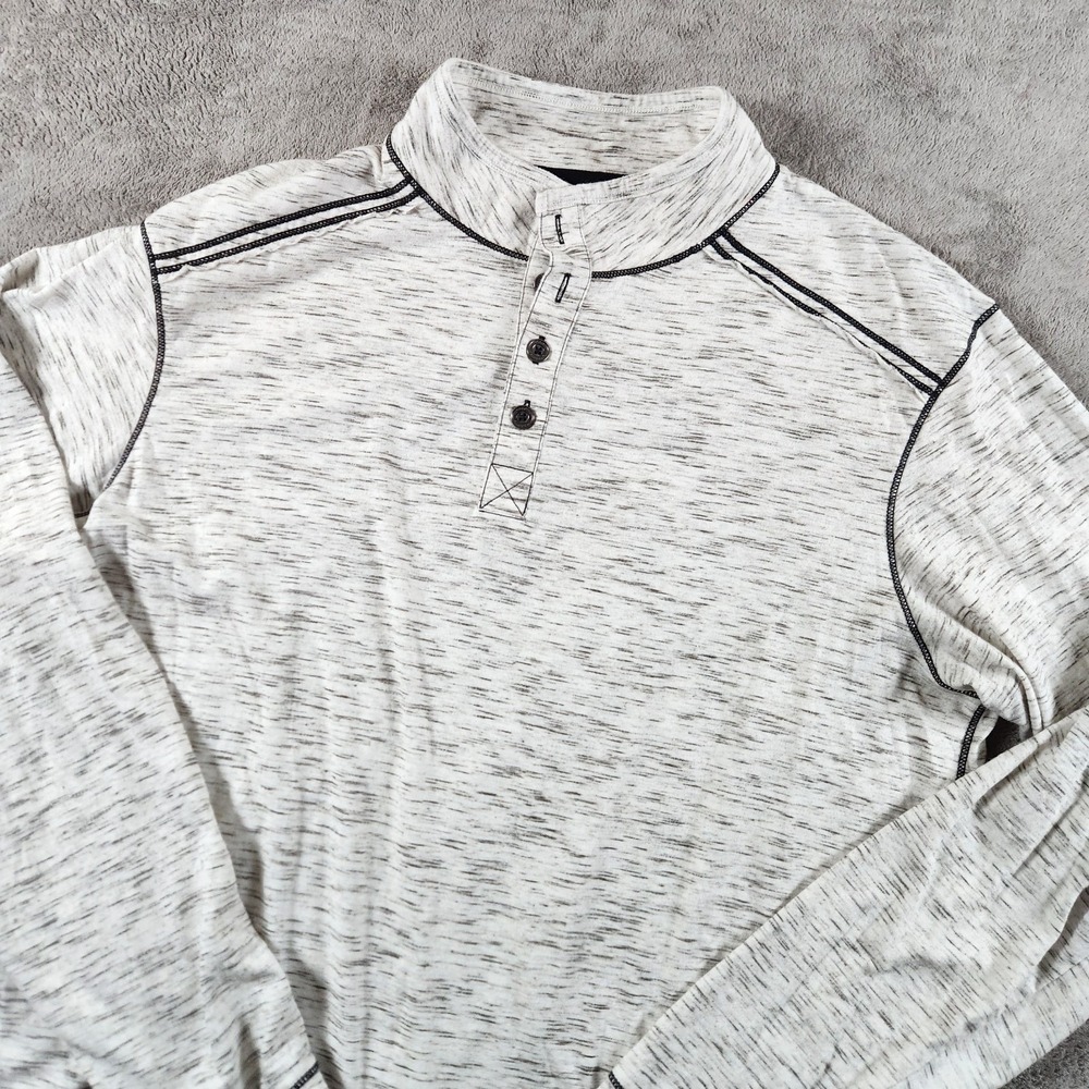 Ecoths Long Sleeve Henley Shirt Mens size XL Markled Heathered Metal Buttons